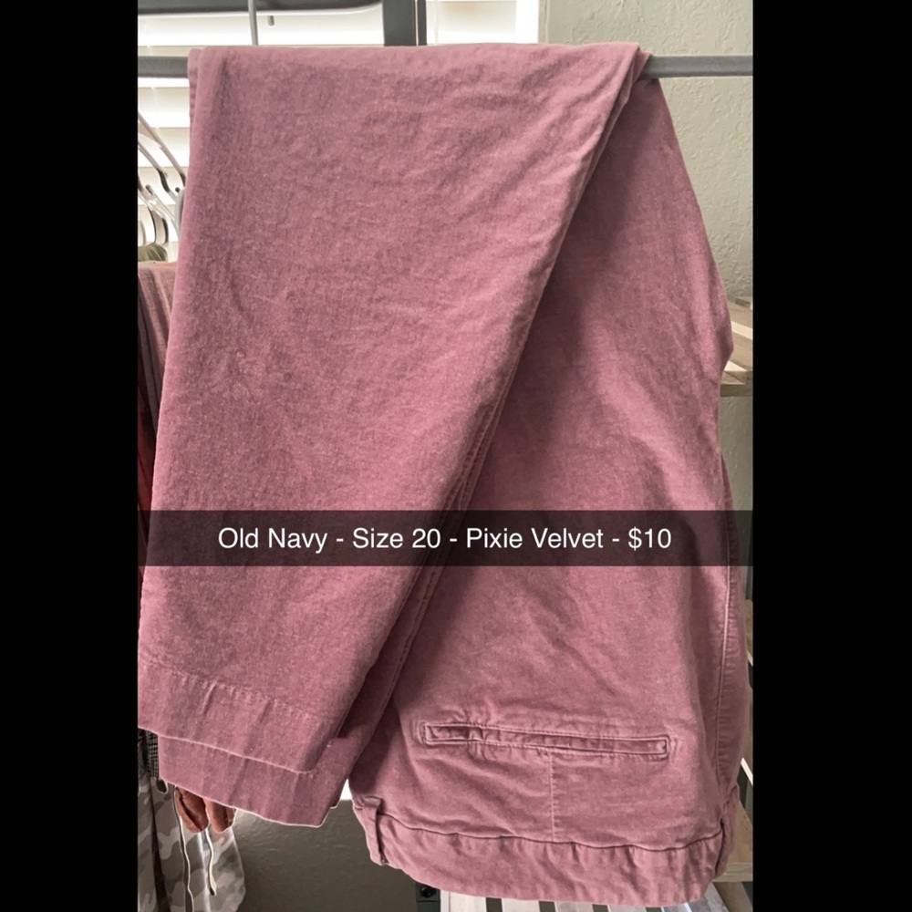 Old Navy Pixie Velvet Pants - Mauve/Dusty Pink - Size 20